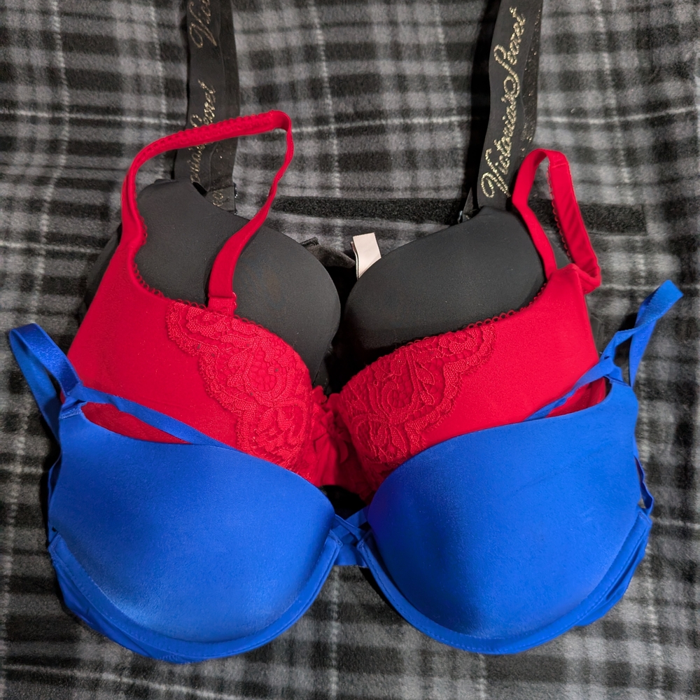 Victoria's Secret Red and Blue Lace Bras